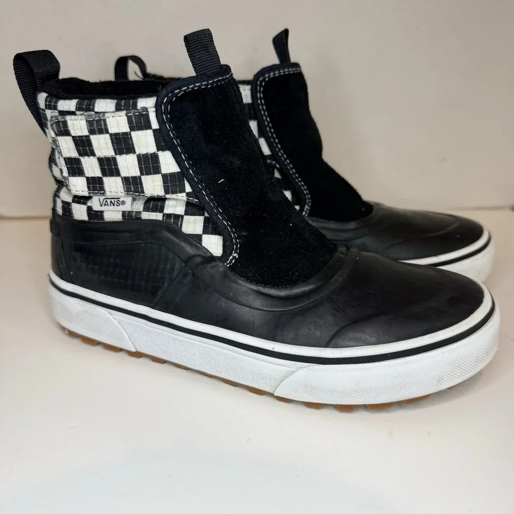 Vans Quarter Slip On Hi Terrain V MTE Black White Check Boots Kids Youth Size 3 - Picture 4 of 16